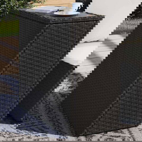  Vrtna miza s stekleno mizno ploščo črna 58x27,5x55cm poli ratan Cene