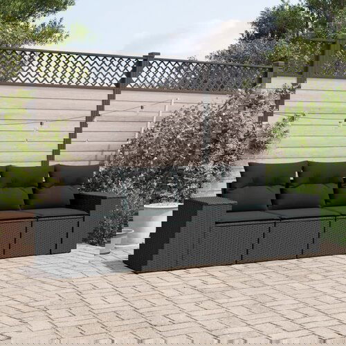  The Living Store Vrtna sedežna garnitura 4-delna z blazinami črna poli ratan - Vrtna Sedežna Garniture, (21475174) Cene