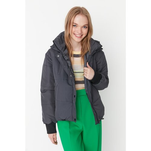 Trendyol Anthracite Wide Cut Oversize Hooded Zippered Down Jacket Cene