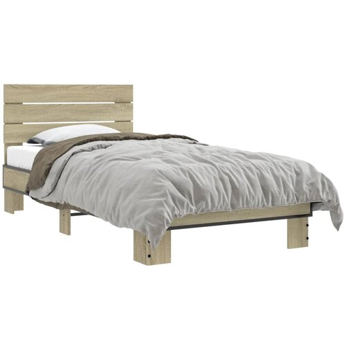  Okvir za krevet boja hrasta 90x190 cm konstruirano drvo i metal Slike