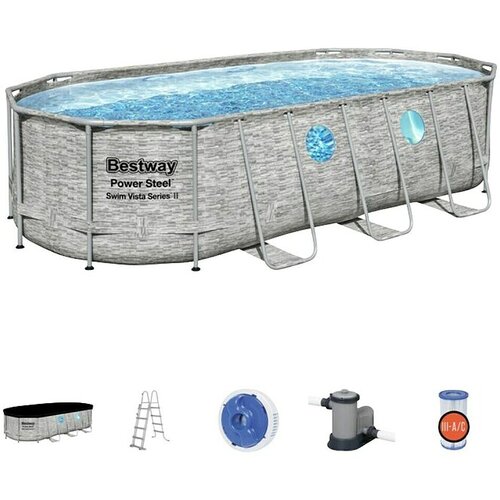 Bestway Bazen sa čeličnim okvirom Power Steel Swim Vista (Siva, 13.430 l) Cijene