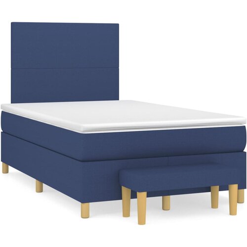 VidaXL Box spring postelja z vzmetnico moder 120x200 cm blago, (20895819) Slike