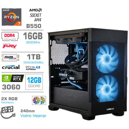 MEGA Računalnik MT S7X R7-5700X/RTX3060/16GB/1TB/750W/Brez OS/rumena črna RGB + Estetski napajalni kabli [Modra / Črna], (5000331205) Slike