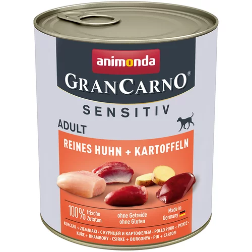 Animonda Ekonomično pakiranje GranCarno Adult Sensitive 24 x 800 g - Čista piletina i krumpir