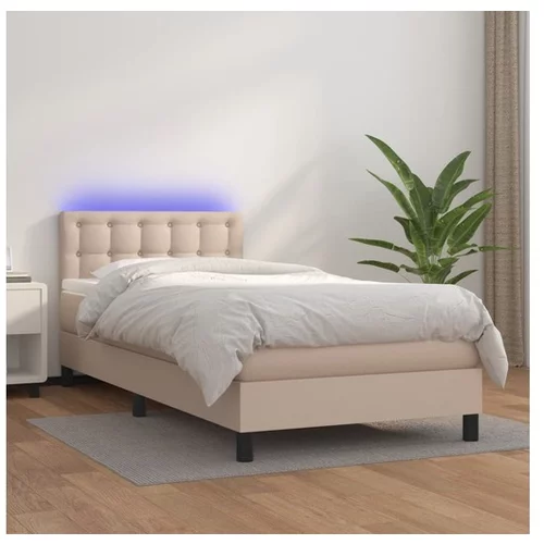  Box spring postelja z vzmetnico LED kapučino 100x200 cm