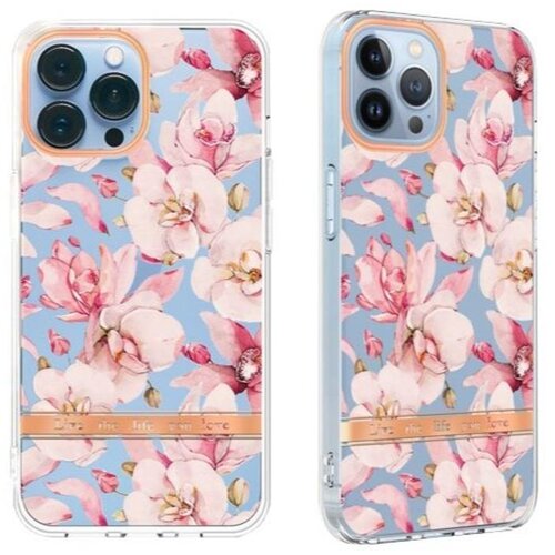 Chameleon Gumiran ovitek (TPUP) za Apple iPhone 14 Pro, flowers, roza Cene