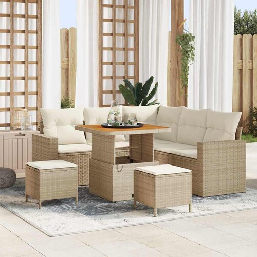 vidaXL Vrtna sedežna garnitura 8 pcs bež in krem 80 x 80 x 71 cm Cene