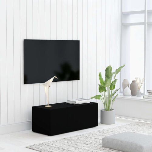 The Living Store TV omarica črna 80x34x30 cm iverna plo&amp;scaron;ča - TV Omarica, (21375090) Slike