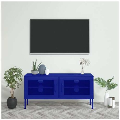  TV omarica mornarsko modra 105x35x50 cm jeklo Cene