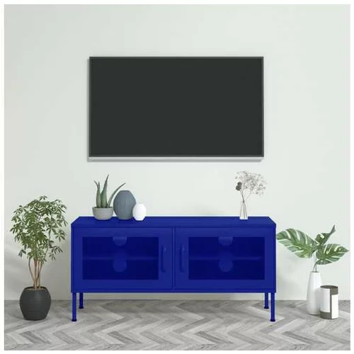  TV omarica mornarsko modra 105x35x50 cm jeklo