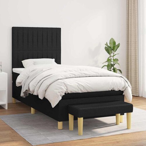 Box spring krevet s madracem crni 80 x 200 cm od tkanine Slike