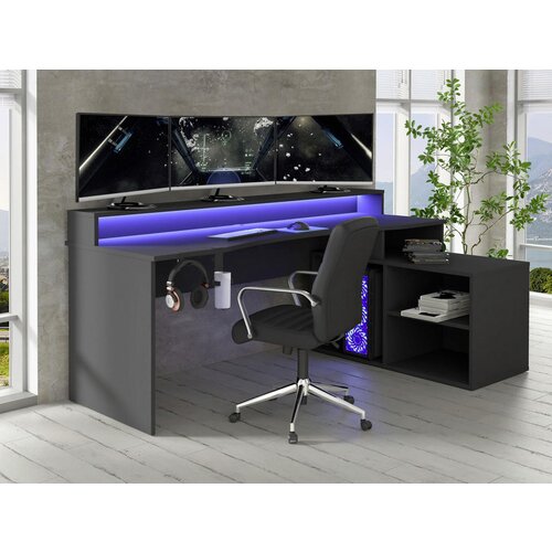 MID.YOU gaming miza kovina, umetna masa, leseni material črna Slike