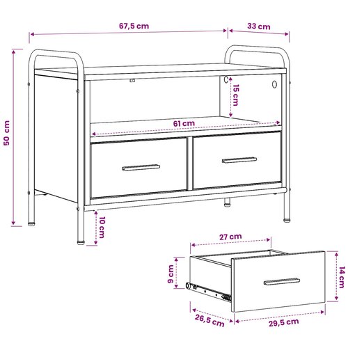  TV ormar 67,5 x 33 x 50 cm Dimljeni hrast Konstruirano drvo Slike