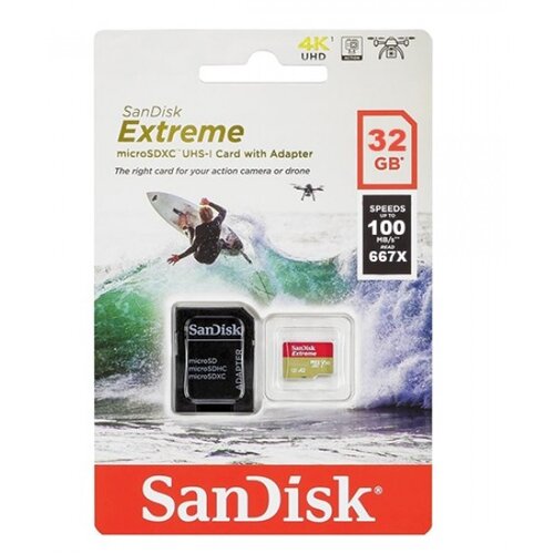 Sandisk memorijska kartica SDHC 32GB Extreme micro 100MB/s V30 UHS-I U3+ SD Adap. GoPro Slike