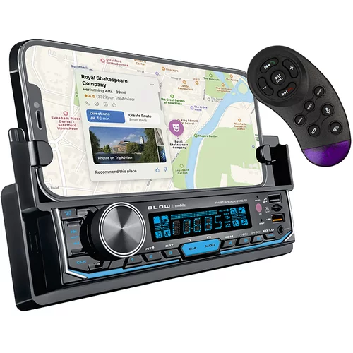  12V 1DIN Mobilni auto radio 4x50W MP3 2x USB SD Bluetooth pametni držač CRNI PETAK