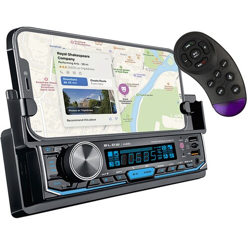  12V 1DIN Mobilni auto radio 4x50W MP3 2x USB SD Bluetooth pametni držač CRNI PETAK Slike