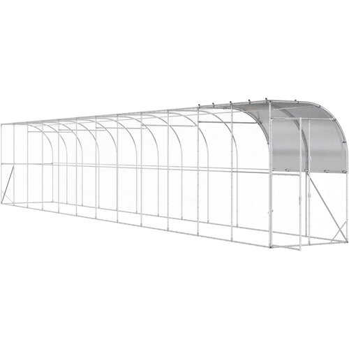  Kavez za piletinu uz zid Srebrna 1200 x 150 x 215 cm Slike