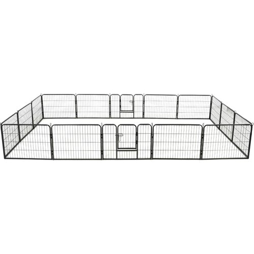 vidaXL Ograda za pse s 16 jeklenimi paneli 60x80 cm črne barve Cene