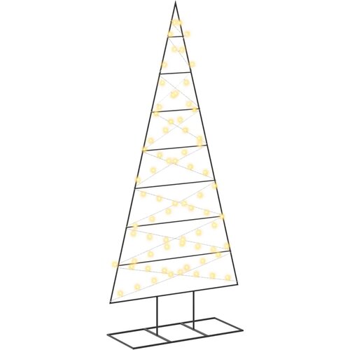  Metalna božićna jelka KUOPIO 180 cm Topla bijela - 180 cm Crna s LED svjetlima Slike