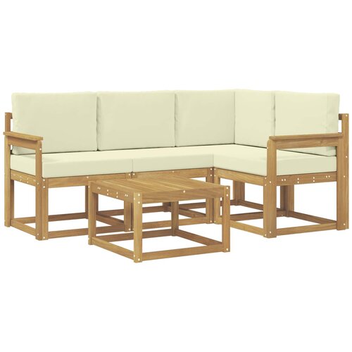 vidaXL Zunanja garnitura za sedenje z blazino 5 pcs Bela in krem, (5000281152) Cene