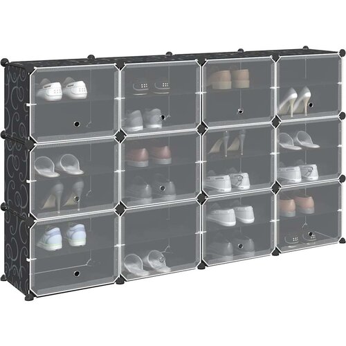 vidaXL Organizator za shranjevanje kock z 12 kockami in vrati Black PP Cene