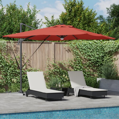  Cantilever Roma suncobran s LED svjetlima Terakota 286x285x270 cm Aluminij Cijene