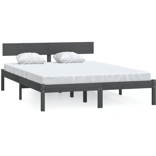 VidaXL Posteljni okvir siv iz trdne borovine 140x200 cm, (20643291) Slike