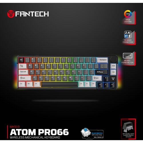 Fantech Tastatura mehanička Gaming MK919 Atom PRO66 crna (Blue switch) Cene