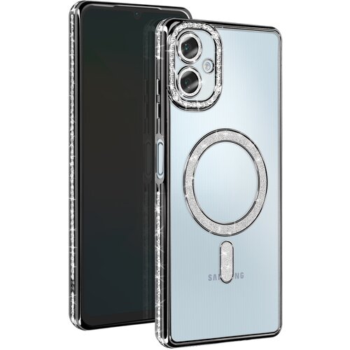 AVIZAR Diamantno ohišje za Samsung Galaxy A06 MagSafe Obris Strass, Črna, (5000010796) Cene
