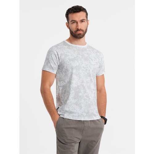 Ombre Men's patterned cotton short-sleeved T-shirt - white Cijene