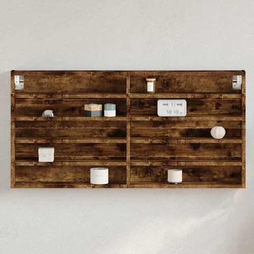  Vitrina boja dimljenog hrasta 100x8,5x50 cm drvena Cijene