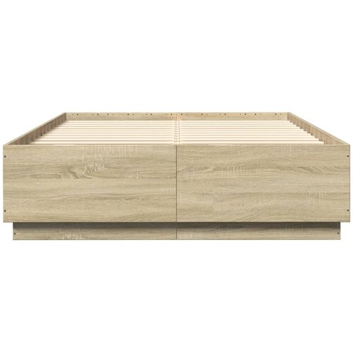  Okvir za krevet boja hrasta 140 x 200 cm konstruirano drvo Slike