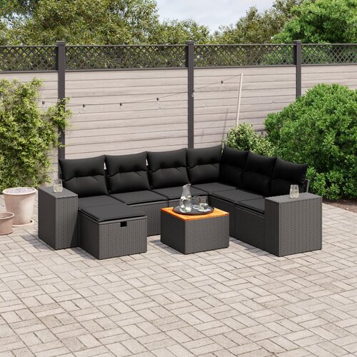 vidaXL 8-dijelni set vrtnih sofa od poliratana s jastucima crni Cijene