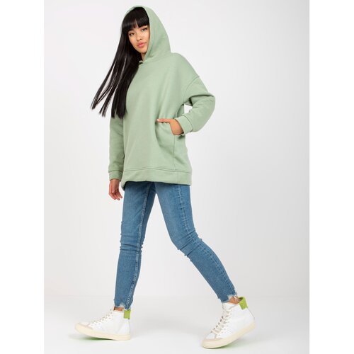 Fashion Hunters Basic pistachio sweatshirt with hood Slike