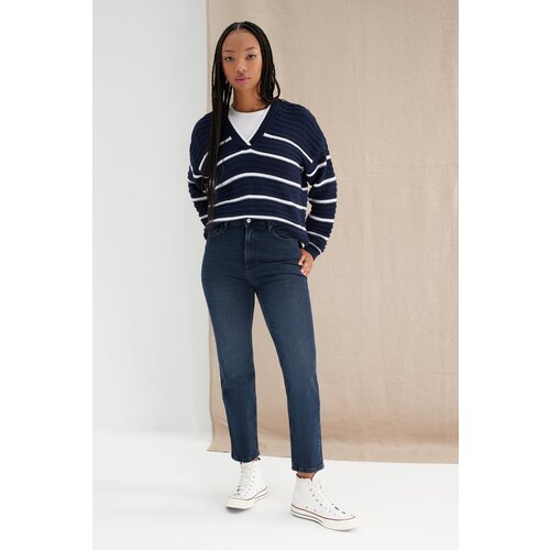 Trendyol Midnight Blue High Waist Comfort Straight Jeans Cene