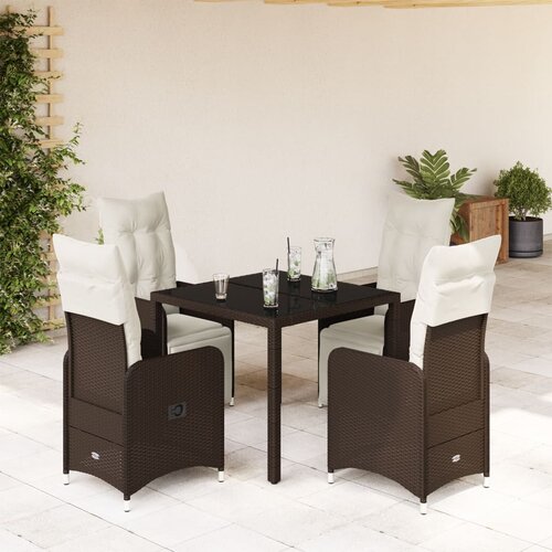 VidaXL 5-dijelni vrtni bistro set od poliratana s jastucima smeđi Slike