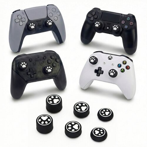  Mačje tačke 6 silikonskih kapic črno-bele barve za PS5 & PS4 & XBOX & Switch Pro Cene