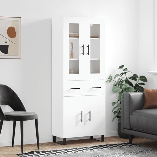 vidaXL Visoka omara bela 69,5x34x180 cm inženirski les Cene