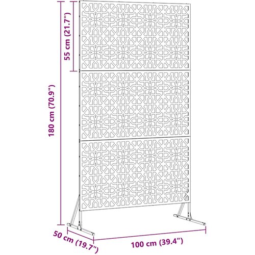  Zaslon za privatnost 100 x 50 x 180 cm Čelik Crna Slike