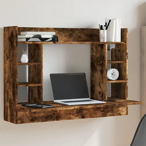 vidaXL Stenska pisalna miza dimljeni hrast 105x48x75 cm inženirski les vidaXL Stenska pisalna miza dimljeni hrast 105x48x75 cm inženirski les
