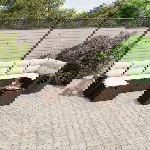 VidaXL 8-dijelni set vrtnih sofa s jastucima smeđi od poliratana Slike