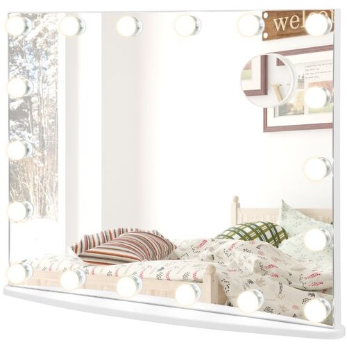 Namještaj Ogledalo za šminkanje s rasvjetom, holivudsko ogledalo, 65 x 14 x 52,5 cm, bijelo Cijene