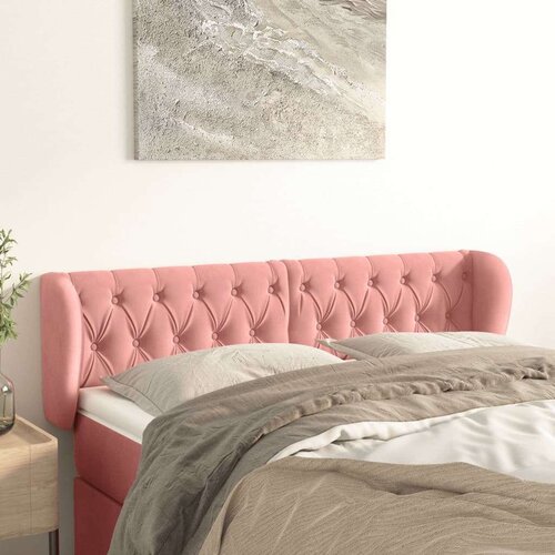  Vzglavje z u&amp;scaron;esi roza 163x23x78/88 cm žamet, (20953133) Slike
