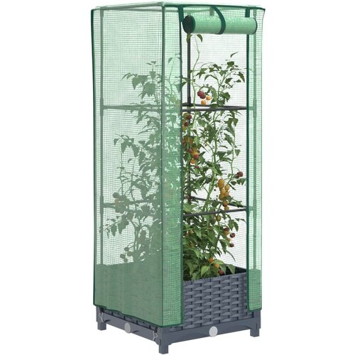 VidaXL Povi&amp;scaron;ena gredica s pokrovom za staklenik 40 x 40 x 123 cm Slike