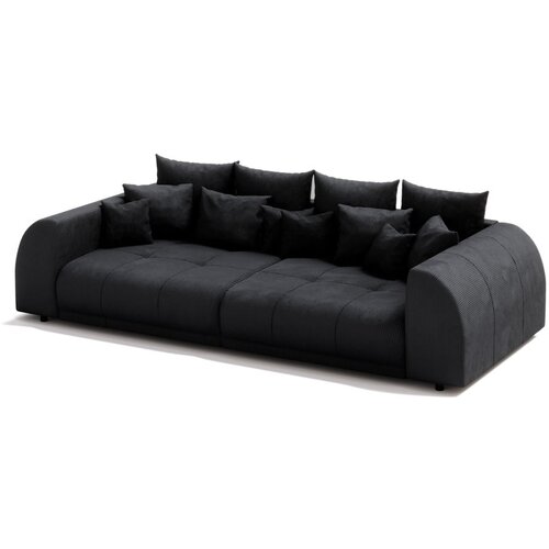 Ropez Crna sklopiva sofa od samta 310 cm Vanessa &amp;ndash; Slike