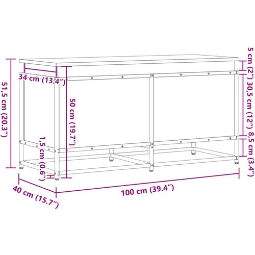VidaXL Kutija za pohranu s poklopcem 100x40x51,5 cm konstruirano drvo Slike