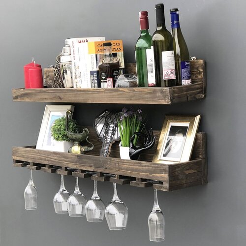 Woody Fashion Raf124 Walnut Wall Shelf Slike