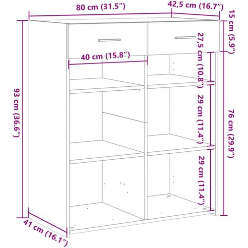VidaXL Komoda boja hrasta sonome 80x42,5x93 cm od konstruiranog drva Slike