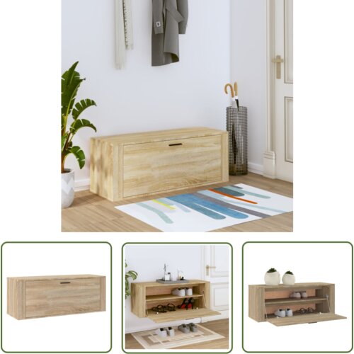 The Living Store Omarica za čevlje sonoma hrast 100x35x38 cm inženirski les - Stenska Omarica Za Čevlje, (21744504) Cene