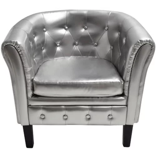  Fotelja od umjetne kože srebrna
